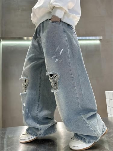 Boys' Baggy Jeans Casual Elastic Waist Loose Denim Pants with Pockets 6-16 Years3