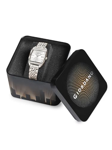 Image of Giordano Analog Watch for Women - Elegant Square Cut-Glass Dial, Crystal Roman Numerals, Stainless Steel Strap - Stylish Luxury Timepiece & Gift - GZ-60117