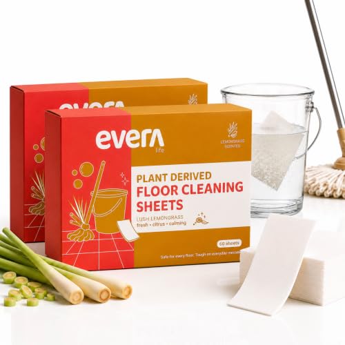 Image of 120 Floor Cleaning Sheets,Equivalent to 4L Liquid,Lemongrass,Tough on Grease,Baby & Pet Safe Floor Cleaner Liquid Alternative,Plant Derived Natural Cleaner,Phenyl Free Floor Cleaning