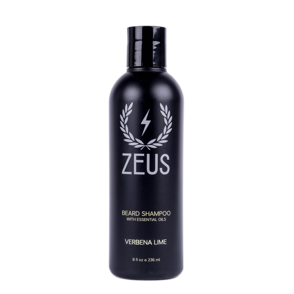 ZEUS Beard Shampoo Verbena Lime 8oz - Green Tea & Natural Ingredients for Cleansing, Moisturizing & Softening Beard (Made in USA)