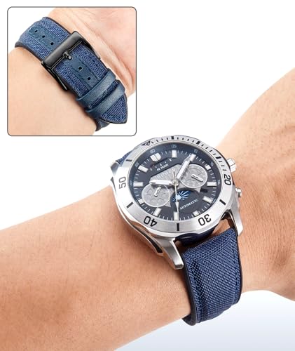 Image of BINLUN Nylon Silicone Watch Bands 18mm 19mm 20mm 21mm 22mm Quick Release Canvas Rubber Hybrid Watch Strap Replacement Watchband for Men Women 9 Colors Silver /Black Buckle