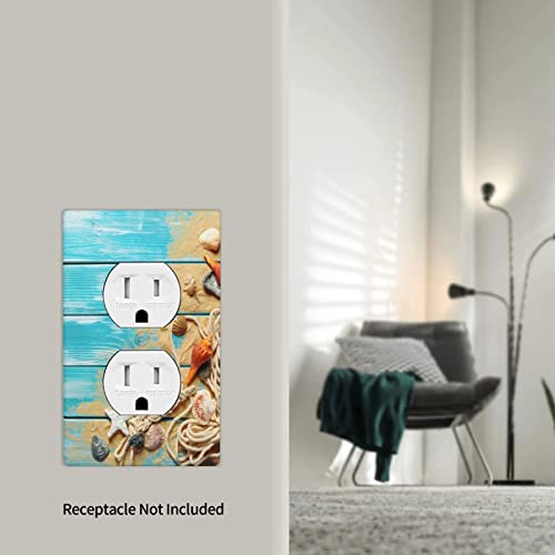 Board Beach Starfish Duplex Outlet Cover Wall Plates Decorate Outlet Covers For Electrical Outlets Switch Plate Decorative Wallplate Plug Cover 4.5*2.76 Inch #TOP5
