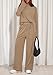 BTFBM Women's Two Piece Outfits 2025 Fall Trendy Sweatshirt Pants Tracksuit Jogger Sweatsuit Lounge Matching Sets(Khaki,Medium)