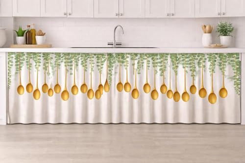 Image of Jig-Tik Premium Printed Kitchen Sink Curtain | Kitchen Under Sink Curtain | Decorative Cabinet Cover | Washable & Dustproof | Modern Curtain (Pack of 2)