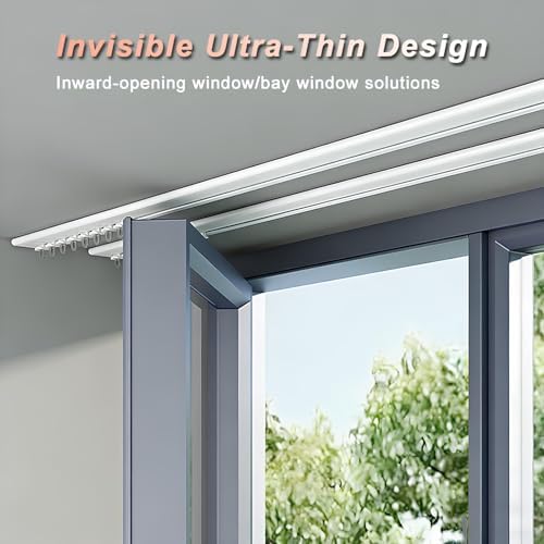 Ultra-Thin Heavy-Duty Room Divider Track Set, Aluminum Curtain Rod for Privacy in Open Spaces (Champagne, 130cm/4.26ft) - Ideal for Home & Office Use