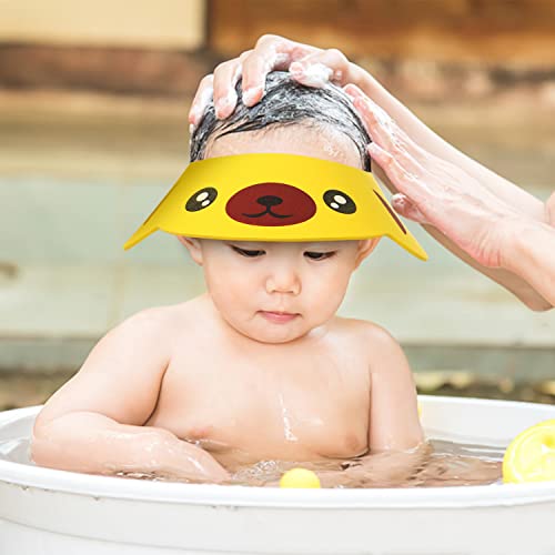 Benospace 3Pcs Baby Shower Bathing Cap Soft Adjustable Cartoon Frog Pig Bear Shampoo Hat For Washing Hair Protection Head Bathing Visor Cap With Four Gear Adjustments For Toddler Baby Kids Children #TOP6