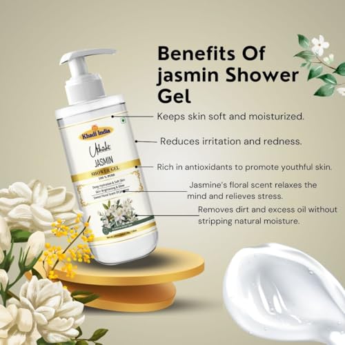 Image of Khadi Jasmin Body Wash Gel 300ml | Soothing & Moisturizing | Antioxidant Rich, Floral Scent | For Redness & Irritation | Body Wash Shower Gel For Women & Men | All Skin Types
