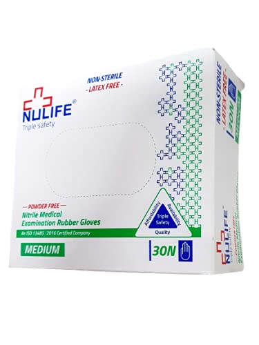 NULIFE N30 Nitrile Powder Free Multipurpose Gloves, Food Grade Approved - 30 Units (Medium) (B096XXMWKY) Amazon Price History, Amazon Price Tracker