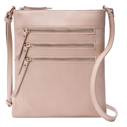 Image of Solene Crossbody Bag Functional Multi Pocket Messenger Purse Top Zip Closure Shoulder Handbag With Adjustable Strap