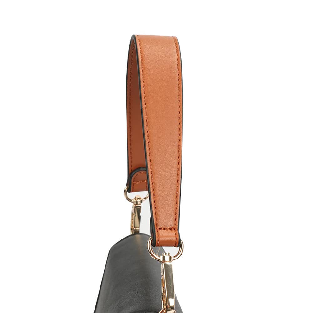 Moistri Women's Brown-L: 14.17(36Cm) Flat Grain Leather Replacement Straps For Handbags Purse Straps Replacement Crossbody Silver Clasps Purse Making 14.17"(36Cm) Long Brown
