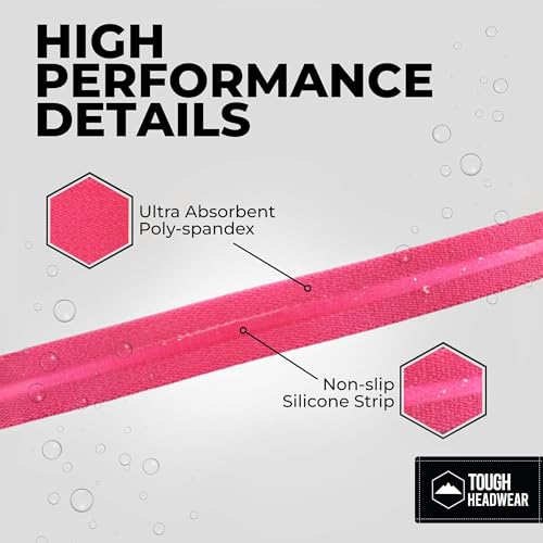 Image of Tough Headwear Thin Elastic Headbands, Sports Headbands for Women & Men - Mens Workout Headband - Running or Soccer Headband - 6-Pack