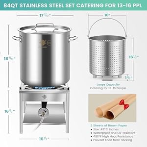 Arc 84qt stainless steel seafood boil pot with 200000btu propane burner wbasket for outdoor deep fryer large cooking pot for turkey fryer crab crawfish shrimp lobster boiling stock pot  urban country home decor