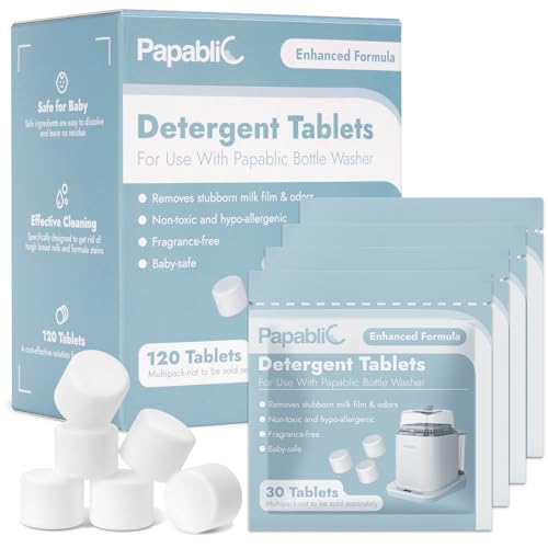 Image of Papablic 120Pcs Official Detergent Soap Tablets for Baby Brezza,GROWNSY,Momcozy Bottle Washer Pro, Effective Cleaning with Safe Highly Concentrated Formula