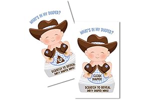 Baby Shower Cowboy Decorations for Boy: What's In My Diaper Scratch-Off Game with Cowboy Theme