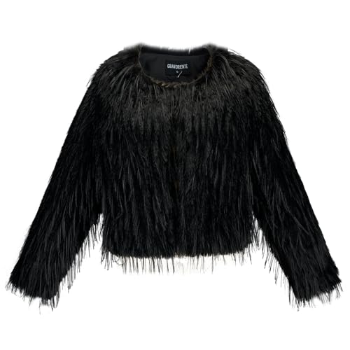 GRAN ORIENTE Women Winter Warm Shaggy Faux Fur Coat,Fluffy Fleece Open Front Long Sleeve Jacket Outerwear with Pockets