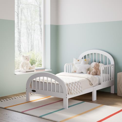 Image of Graco Olivia Toddler Bed, White | GREENGUARD Gold Certified, Includes Toddler Safety Guardrails, Fits Standard Crib & Toddler Mattress, Stylish Arched Design