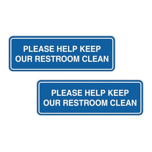 Panneau de restroom autocollant grand format bleu pour propreté des toilettes x2
