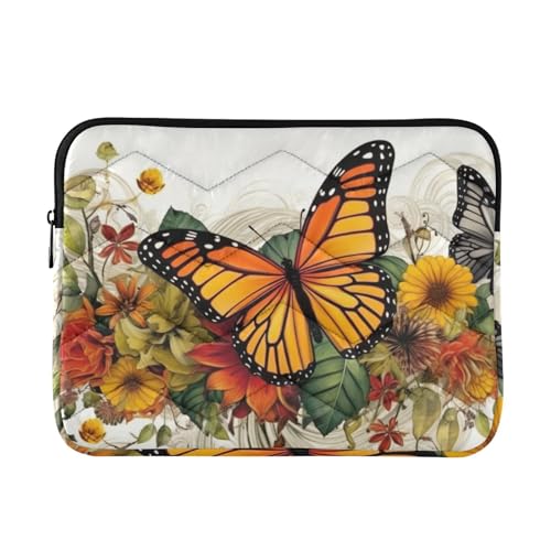 Funda para portátil amarilla con flores para laptop 13-14 pulg miniatura 1
