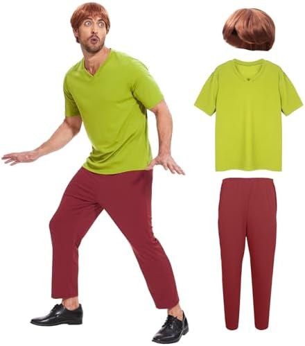 Adult Halloween Costume Men Classic Movie Set V-Neck Shirt with B...