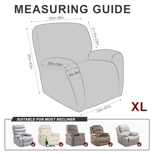 Image of ANARACHON Leather Look Oversize Recliner Chair Covers, Thick 4 Pieces Recliner Covers for Recliner Chair, Leather Cover for Recliner Slipcovers for Pets Kids(X-Large, 02 Beige)