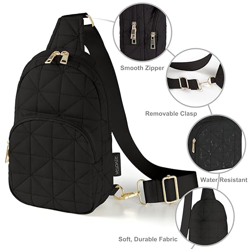 Image of REVOTRA Crossbody Bags for Women Sling Bags Fanny Pack Chest Bag Travel Purse Anti Theft Mother's Day Birthday Gifts for Women Mom Sister Wife Black