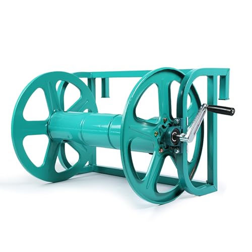 FORRTY Dévidoir Tuyau Agricole Métallique, Enrouleur De Tuyau Manuel Manivelle, Dévidoir Tuyau Jardin Robuste,Compatible Montage Mural/Sol/Plateau...