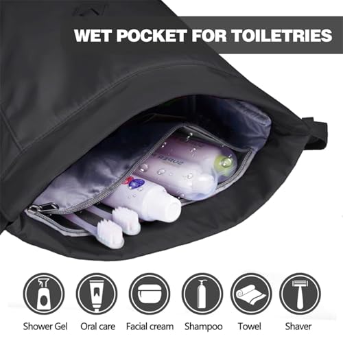 Drawstring Backpack with Wet Pocket Gym Backpack Water-Resistant Cinch String Bag Beach Swim for Women Men (Rose red)2