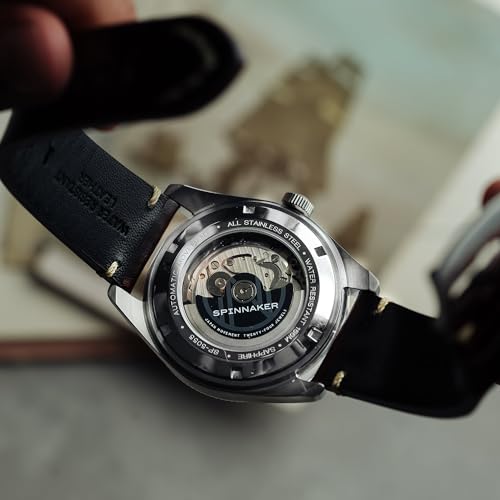 Image of Spinnaker Fleuss Men's Automatic Dive Watch - Miyota 8215 Movement, 43mm Stainless Steel Case, 150m Water Resistant, Leather Strap, SP-5055