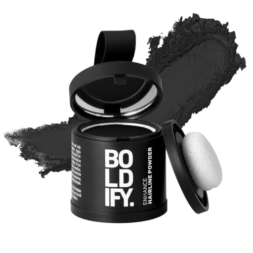 BOLDIFY Hairline Powder (LARGE, 10g) - Root Touch Up Hair Color for Gray Coverage - Bald Spot Concealing Hair Powder for Women & Men - 48-Hour Stain-Proof - Black