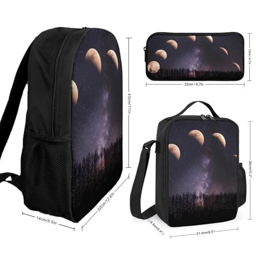 Moon Phases Night Star Large Travel Backpacks Carry on Backpack Weekender Bag with 2 Storage Pockets for Men And Women2