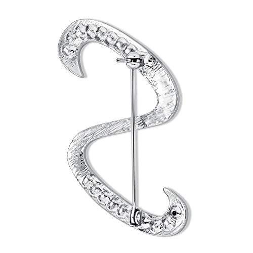 Image of Bling Jewelry Large Statement ABC Pave Crystal Cursive Script Monogram Letters Alphabet Initial Scarf Lapel Pin Brooch For Teen Women Rose, Yellow Gold Silver Plated