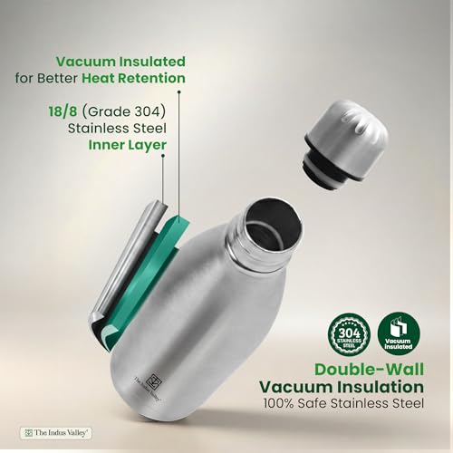 Image of The Indus Valley 1 Litre Stainless Steel Vacuum Insulated Cola Water Bottle - Double Wall, Hot & Cold, Leak-Proof Lid, Rust-Proof Flask for School, Office, Gym & Travel