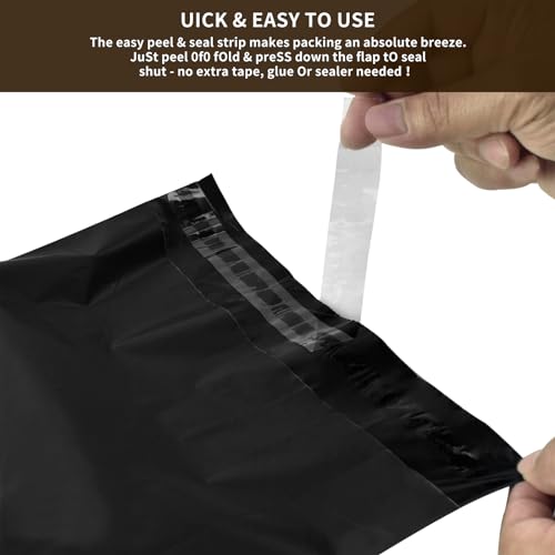 100 Versandtaschen, schwarz, aus Kunststoff, selbstklebend, für Postkarten, Pakete für Versand, Kunststoff, verschiedene Umschläge (381 x 483 mm)