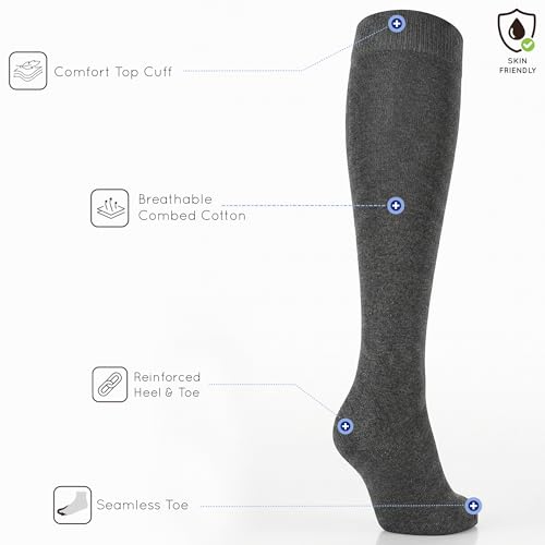 Image of Mysocks Knee High Socks for Women Men Combed Cotton Seamless Toe Tall Long High Socks