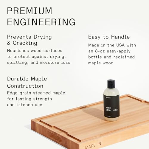 Tablero de cortar de madera de arce con acondicionador para madera - Tabla charcutera gruesa con asas laterales - 45,09 x 29,85 cm miniatura 4