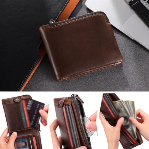 Wallet Anti-theft Brush Leather Short Wallet Multi-slot Vintage Zipper Money Clip4