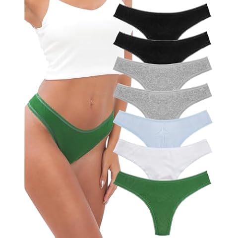 KNITLORD Cotton Thongs for Women Breathable Stretch Womens Underwear Cotton Sexy Ladies Panties Super Soft, 7 Pack M Cover