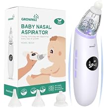 GROWNSY Nasal Aspirator for Baby | Baby Nose Sucker | Electric Nose Suction for Toddler, Ergonomic Booger Sucker with 3 Silicone Tips, Music & Light Soothing FunctionPurple