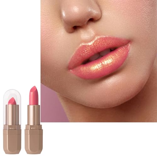 Light Pink Metallic Lipstick with Golden Shimmers Silky Smooth, Full-Coverage, Non-Sticky Tinted Lip Balm for Women
