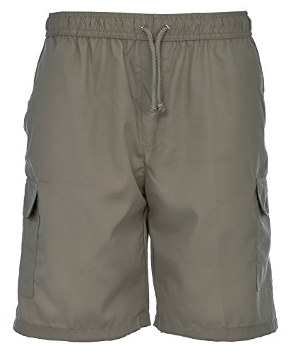 Image of Mens Plain Summer Shorts Cargo Combat Style (Large, Biege)