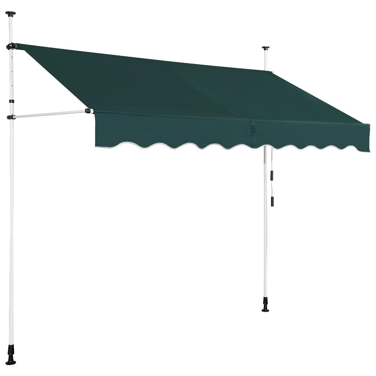 RELAX4LIFE Store Banne Manuel sans Perçage, Auvent Balcon Rétractable avec Manivelle, Tissu Oxford Anti-UV Imperméable, Hauteur Réglable 2-3 M, Store Banne pour Porte Fenêtre (Vert,250 X 125 cm)