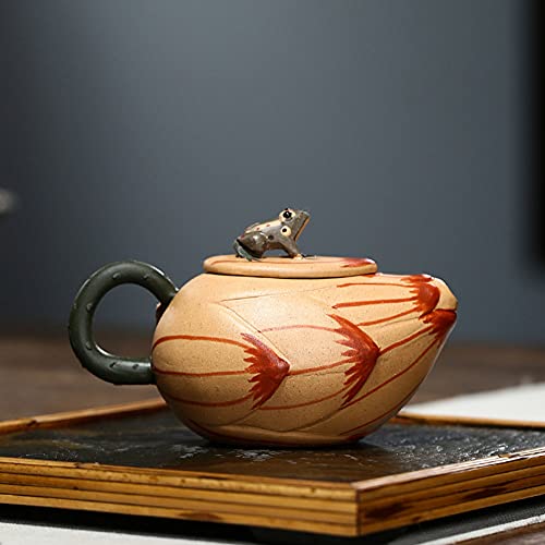 Image of Chinese Zisha Teapot Yixing Clay Handmade Frog lotus Tea Pot for Home Office (Frog lotus 160ml)
