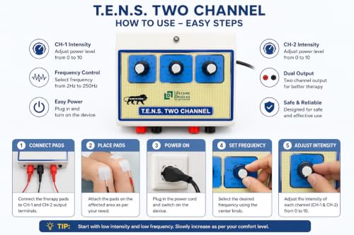 Image of Mini Tens 2 Channel Tens Machine for Physiotherapy Nerve Stimulator Physiotherapy Electrotherapy for Pain Relief