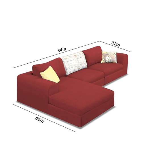 Image of Koza LHS 4 Seater L Shape Sofa Set for Living Room (Maroon Fabric) Premium Fabric Sofa
