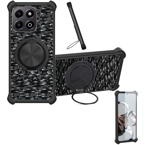 �Ή� Honor X6b �P�[�X Phone Case [1�� 9H+�d�x���� �K���X�t�B����][360°��]���X�^���h�A�}�O�l�b�g��]CX-11-HEI