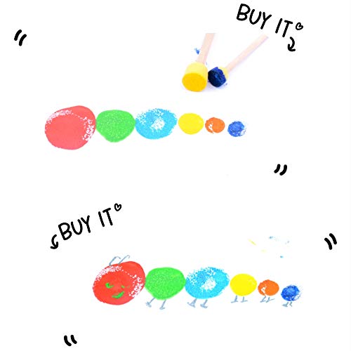 100Pcs Round Paint Foam Brush Set,Wooden Handle Paint Foam Sponge Brush,Painting Tools For Kids Arts And Crafts,4 Size #TOP4