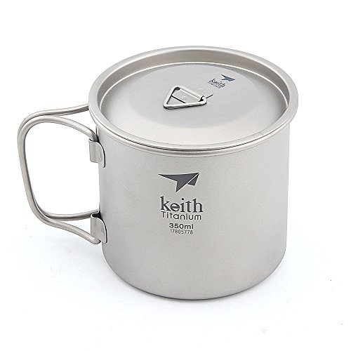 Keith 300ml/900ml Titanium Cup Outdoor Tableware Camping Travelling Foldable Handle Cup (350ml)