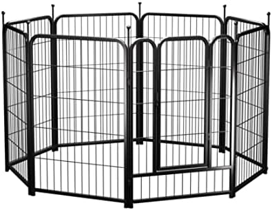 PawGiant Dog Fence Playpen 24”/32”/40” Dog Pen Indoor Outdoor for Small/Medium/Large Dogs, Metal Pet Dog Puppy Cat Play Pen Exercise Fencing Gate Crate Cage Outside for RV, Camping, Yard, Garden