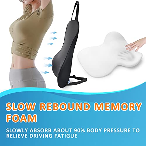 Anzhixiu Thin And Light Back Cushion For Car Both Fit Body Curve And Car Seat Curve - Memory Foam Car Back Support Improve Comfort And Reduce Driving Fatigue - Black #TOP3