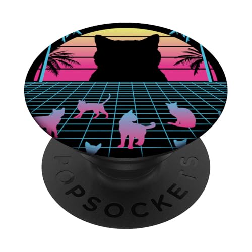 Vaporwave Chat Aesthetic Clothes Egirl Eboy Rétro Chat PopSockets PopGrip Adhésif